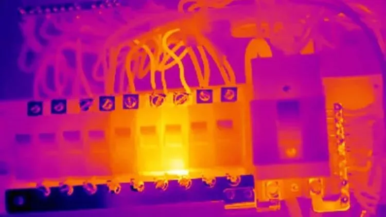 Elektrik panosunun termal kamerayla yük altında taranması