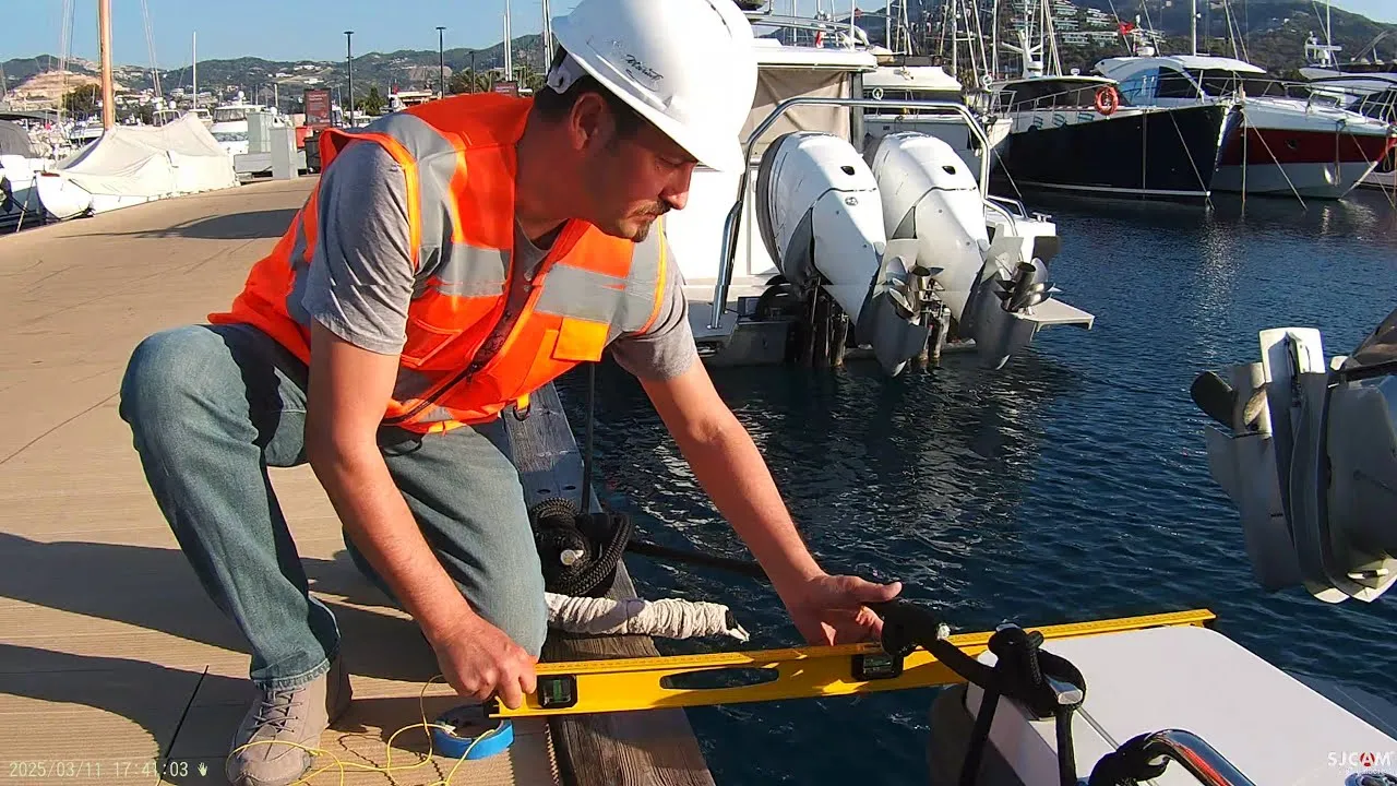 Cover frame of the introduction video — survey work under way on board
